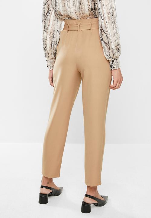 edit - Paperbag tapered pants - beige