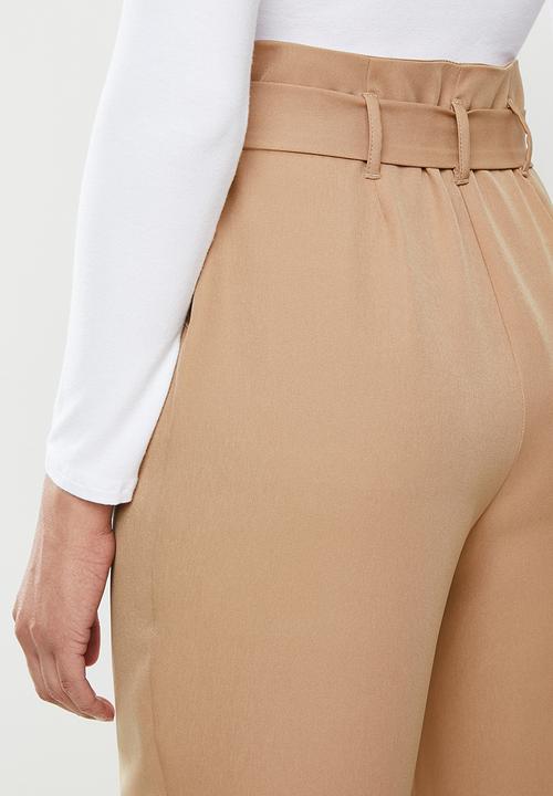 edit - Paperbag tapered pants - beige