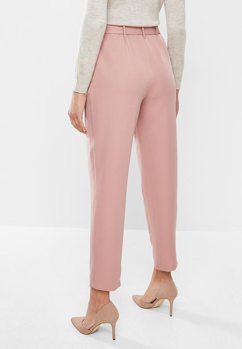 edit - Paperbag tapered pants - pink