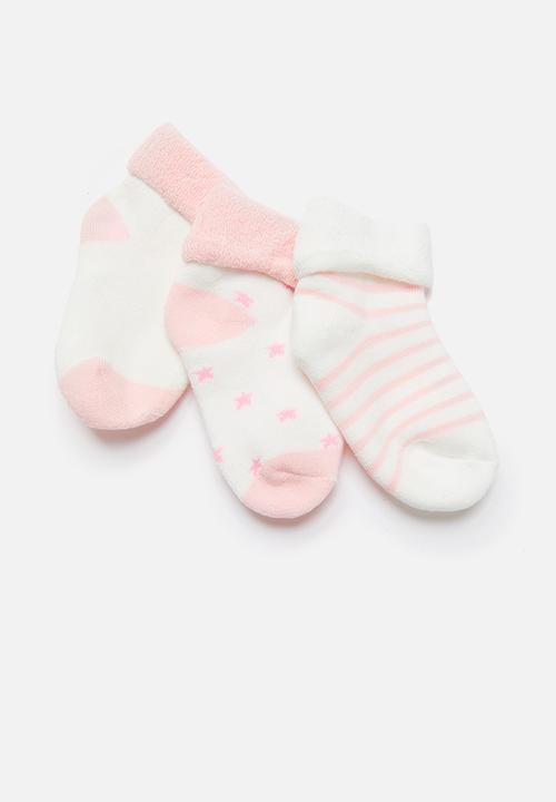 Pop Candy - Baby girls 5 pack sock - pink & white