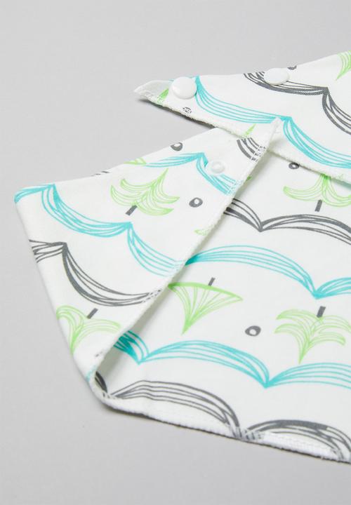 Pop Candy - 2 Pack printed bibs - white & green