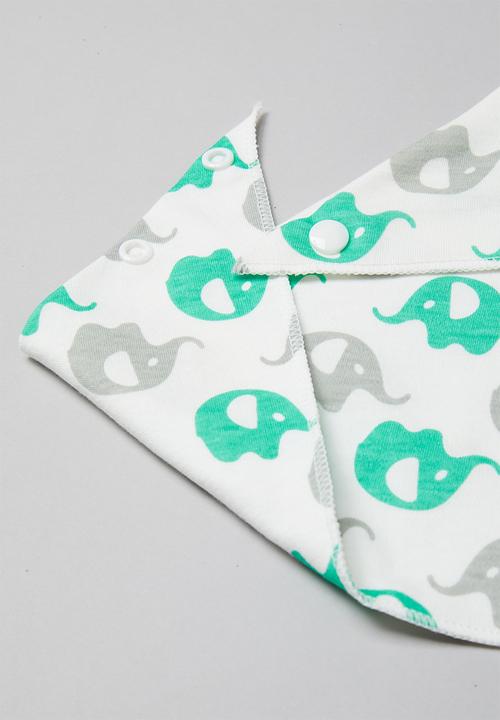 Pop Candy - 2 Pack printed bibs - white & green