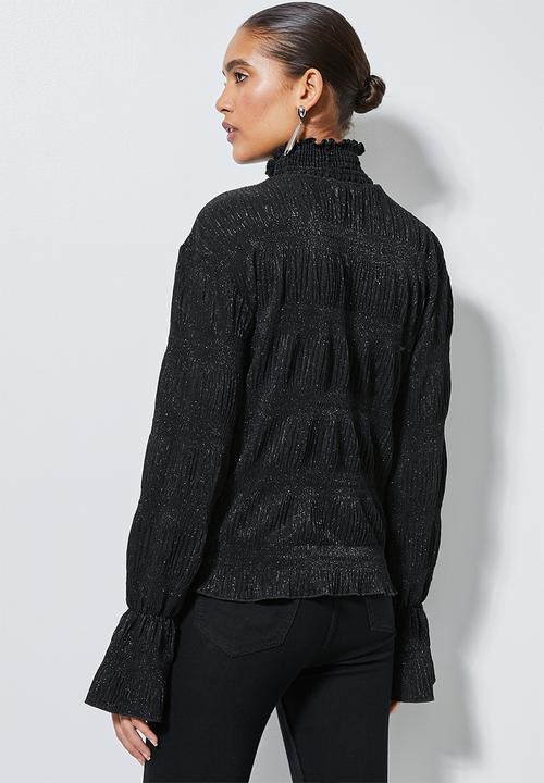 Superbalist - Plisse chiffon blouse - black