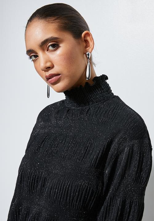 Superbalist - Plisse chiffon blouse - black