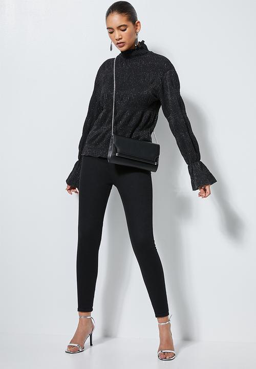 Superbalist - Plisse chiffon blouse - black