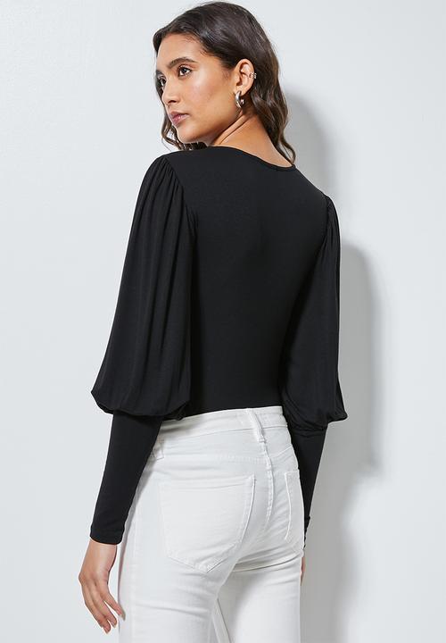 Superbalist - Pull sleeve top with cuff - black