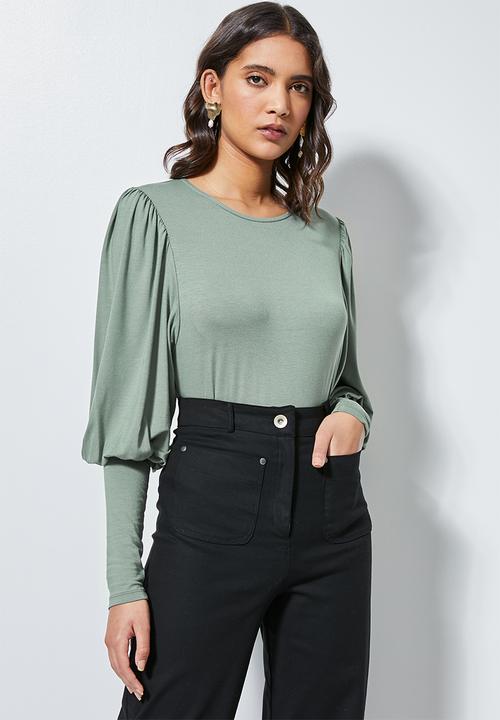 Superbalist - Pull sleeve top with cuff - green