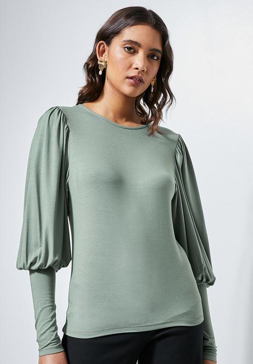 Superbalist - Pull sleeve top with cuff - green
