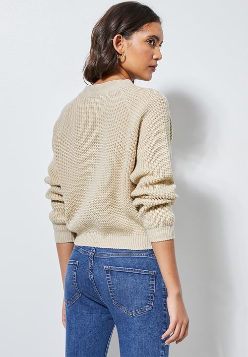 Superbalist - Knit crop cardigan - beige 
