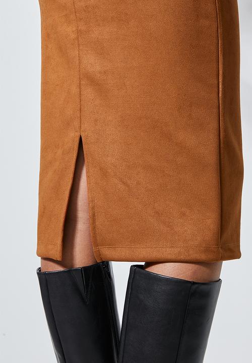 Superbalist - Suede pencil skirt - rust 