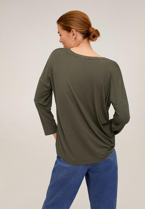 MANGO - T-shirt rib over - khaki