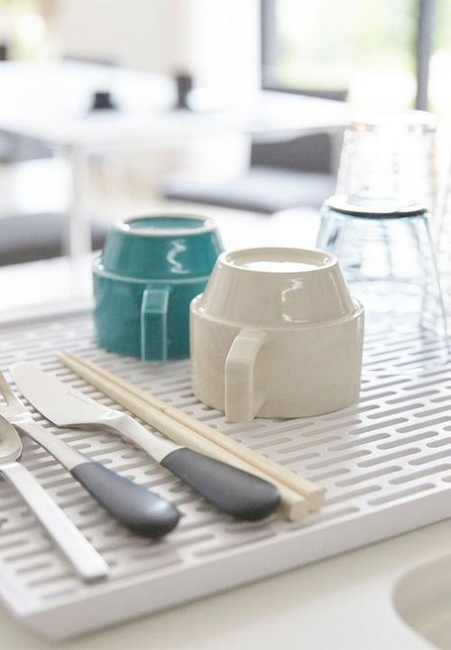 Yamazaki - Tower wide glass & mug drainer - white