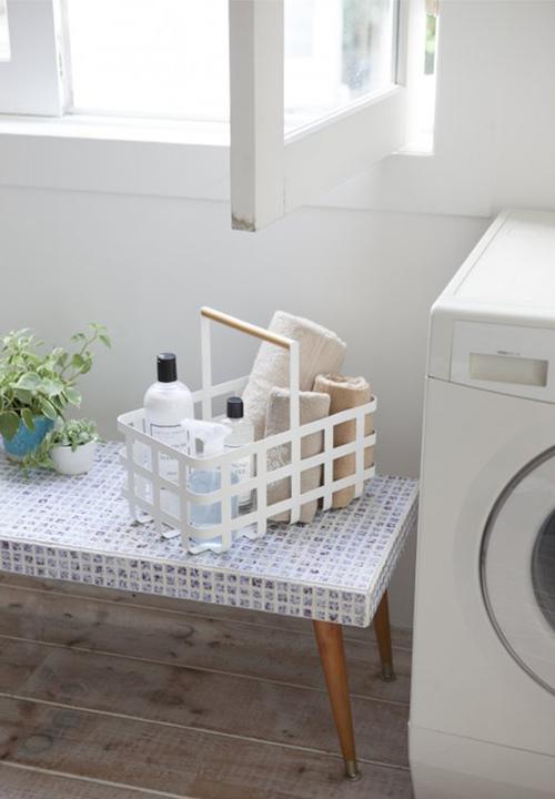 Yamazaki - Tosca basket with wood handle - white 