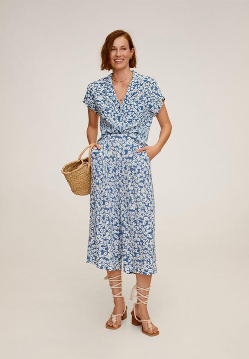 MANGO - Life trousers - blue & white