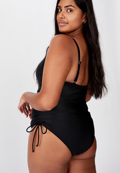 Cotton On - Curve straight neck gathered one piece full - black