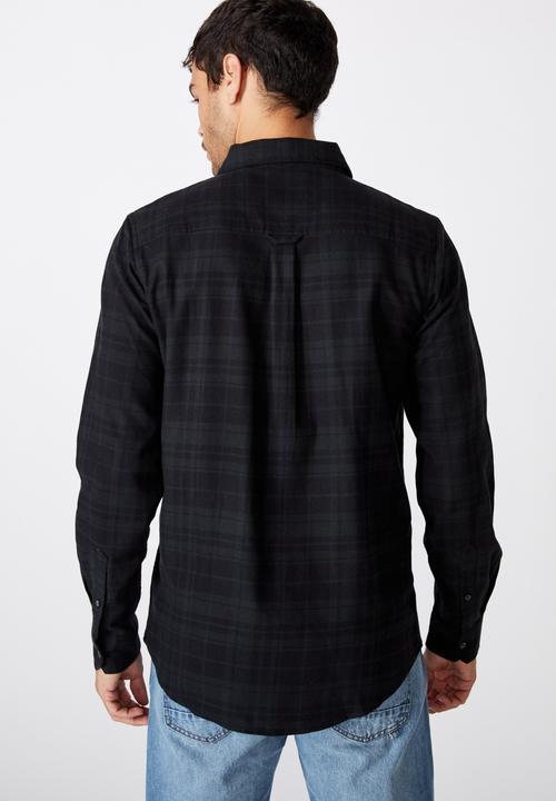 Cotton On - Rugged long sleeve shirt - black check