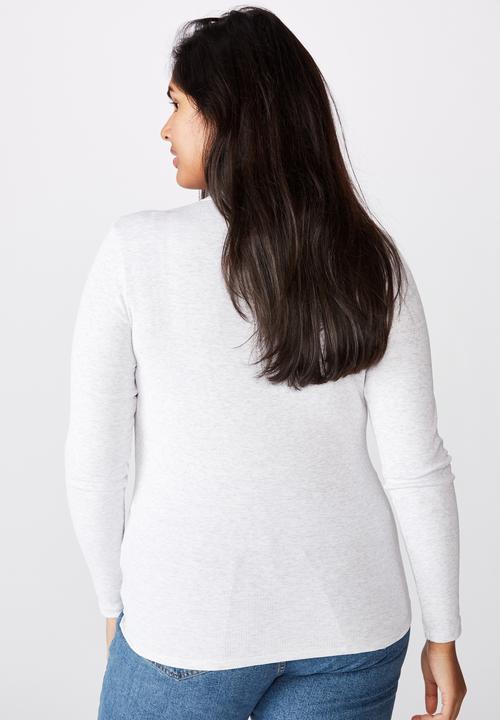 Cotton On - Curve the turn back long sleeve top - silver marle