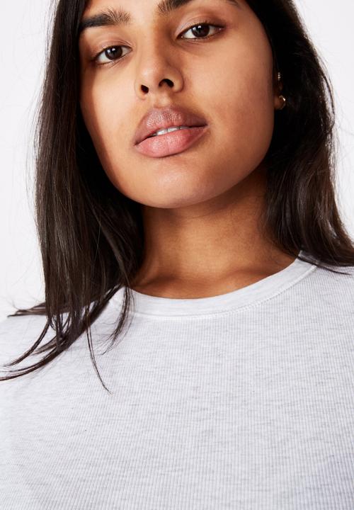 Cotton On - Curve the turn back long sleeve top - silver marle