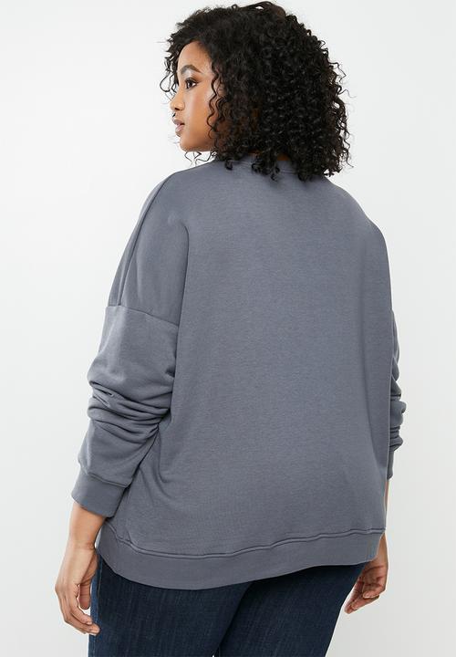 Missguided - Plus oversized notch neck sweatshirt - grey