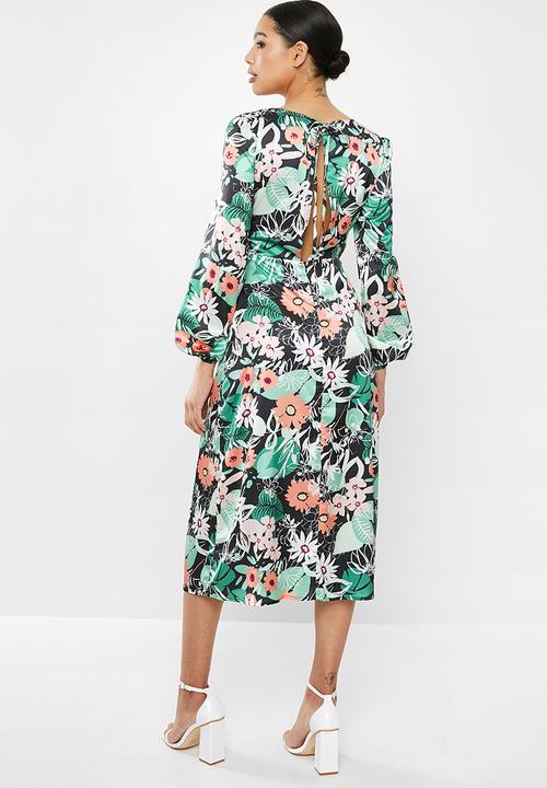 Glamorous - Long sleeve floral midi dress - multi 