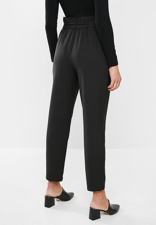 edit - Paperbag tapered pants - Black