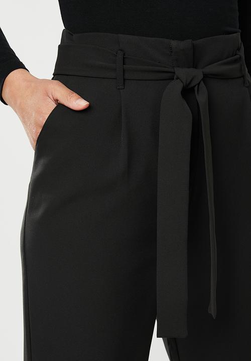 edit - Paperbag tapered pants - Black