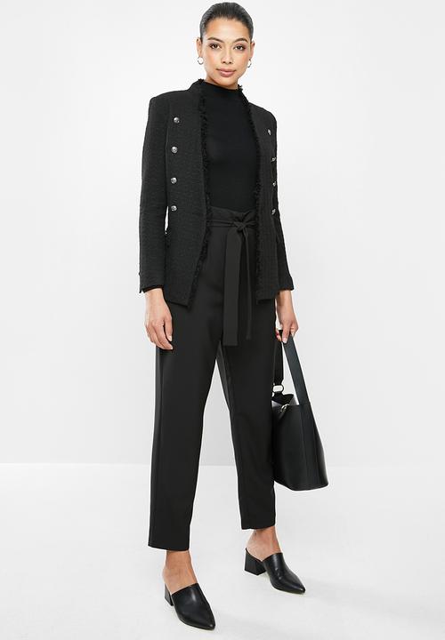 edit - Paperbag tapered pants - Black
