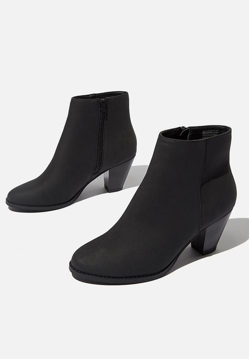 Cotton On - Isabelle heeled ankle boot - black nubuck