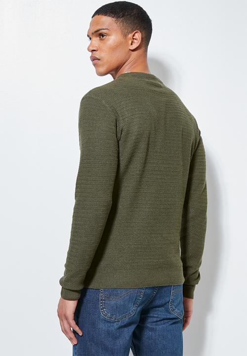 Superbalist - Chevron regular fit textured knit - olive