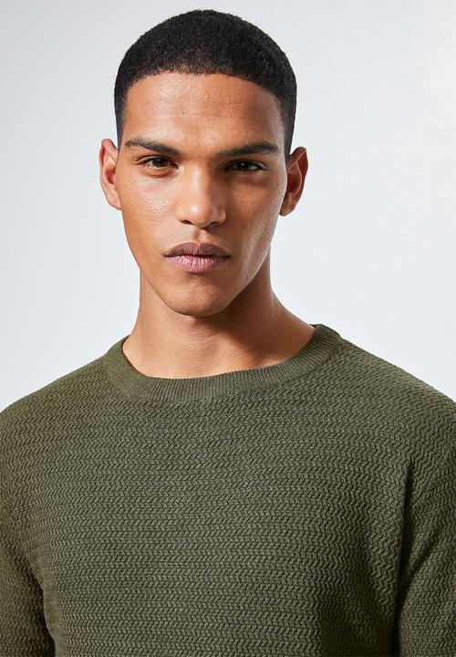 Superbalist - Chevron regular fit textured knit - olive