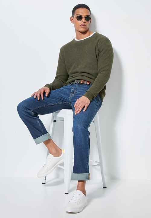 Superbalist - Chevron regular fit textured knit - olive