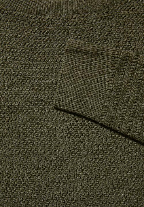 Superbalist - Chevron regular fit textured knit - olive