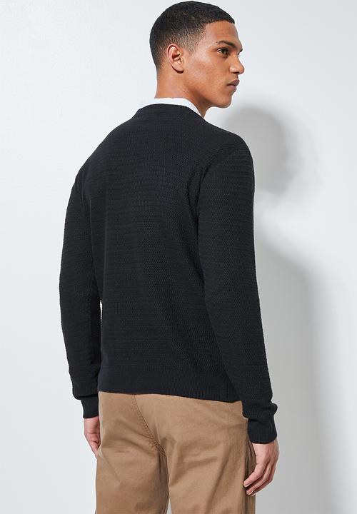 Superbalist - Chevron regular fit textured knit - black