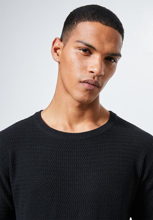 Superbalist - Chevron regular fit textured knit - black