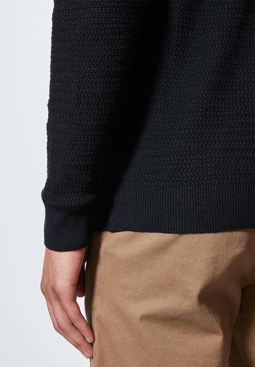 Superbalist - Chevron regular fit textured knit - black