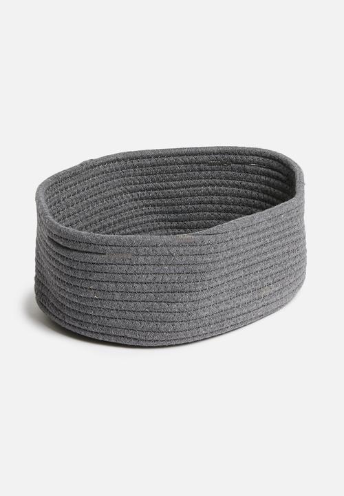 Sixth Floor - Small braided basket - charcoal 