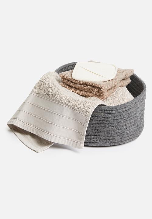 Sixth Floor - Small braided basket - charcoal 