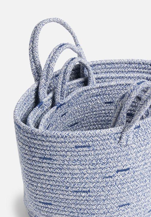 Sixth Floor - Cotton rope basket set of 3 - blue
