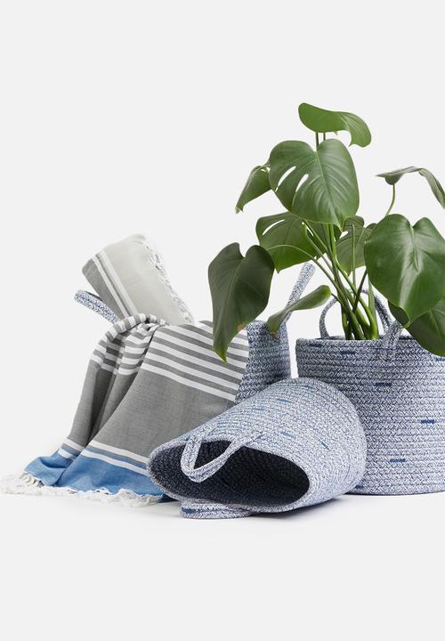 Sixth Floor - Cotton rope basket set of 3 - blue