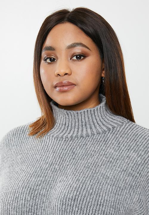 edit Plus - Ribbed balloon boxy knit - grey