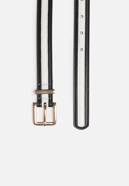 POLO - Jayne leather belt - black & white