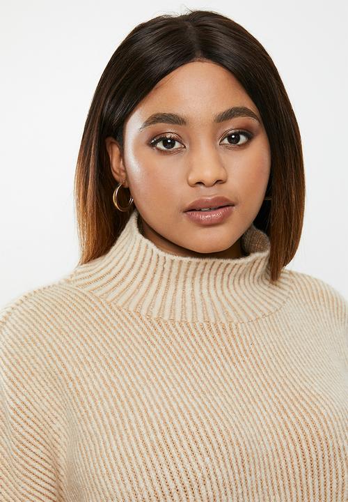 edit Plus - Ribbed balloon boxy knit - neutral