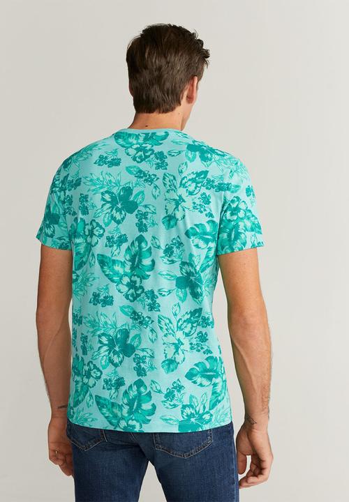 MANGO - Flower T-shirt - teal