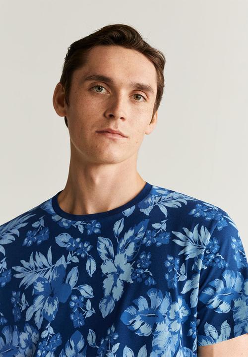 MANGO - Flower T-shirt - blue
