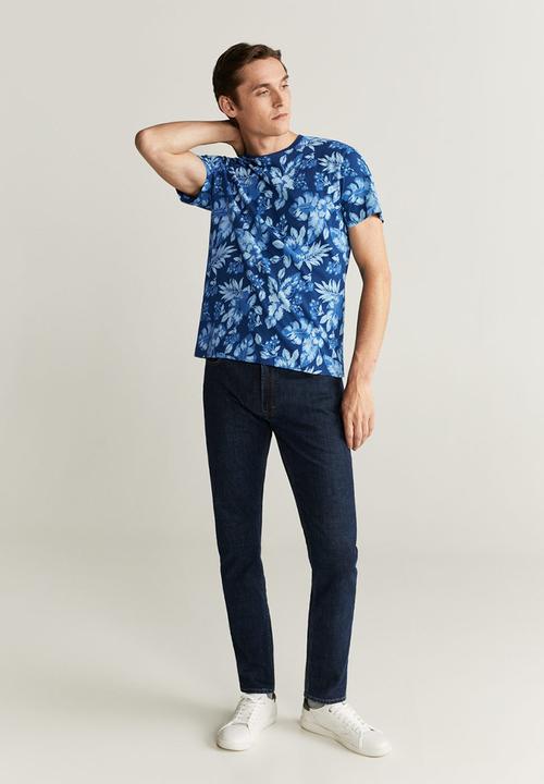 MANGO - Flower T-shirt - blue