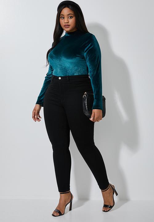 Superbalist - Velour funnel neck bodysuit(plus) - teal