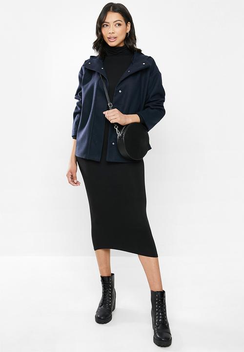 STYLE REPUBLIC - Hooded melton jacket - navy