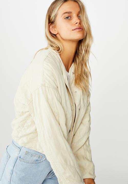 Cotton On - Cropped quilted bomber - moonbeam