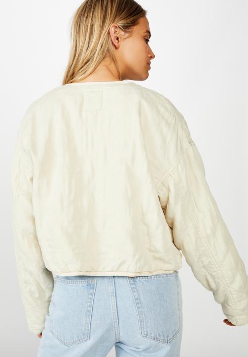 Cotton On - Cropped quilted bomber - moonbeam