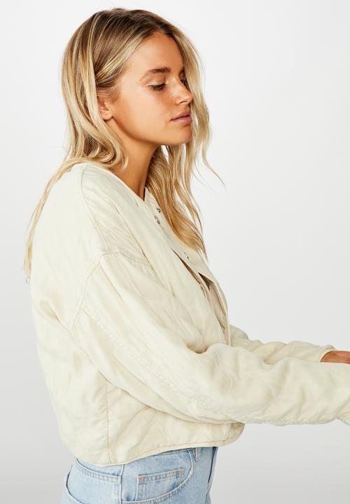 Cotton On - Cropped quilted bomber - moonbeam